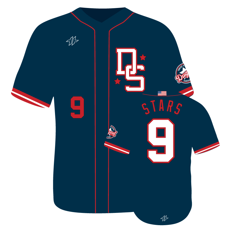 Full Button Baseball Jersey - Navy | Dugout Stars